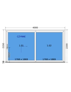 Kunststoff Hebeschiebetür (HST) – 400 x 220 cm – DECCO 2
