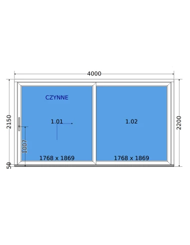 Kunststoff Hebeschiebetür (HST) – 400 x 220 cm – DECCO