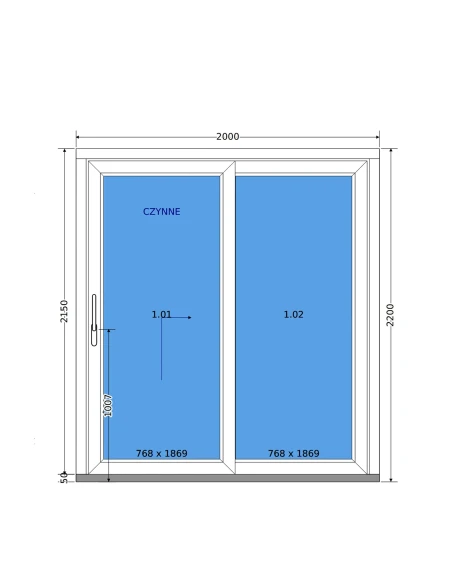 Kunststoff Hebeschiebetür (HST) – 200 x 220 cm – DECCO