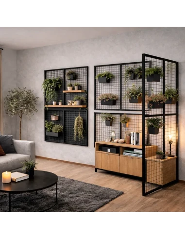 Deko Wandgitter Gitterwand Schwarz Metall - 122 x 242 cm