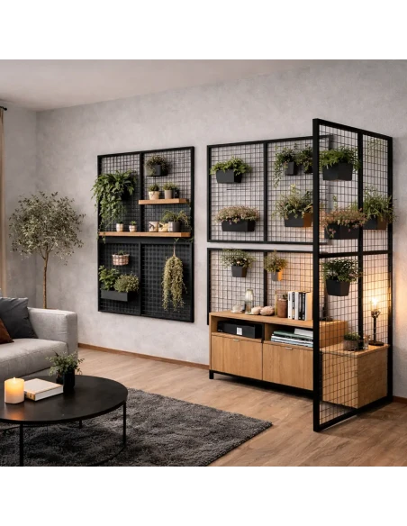 Deko Wandgitter Gitterwand Schwarz Metall - 150 x 150 cm