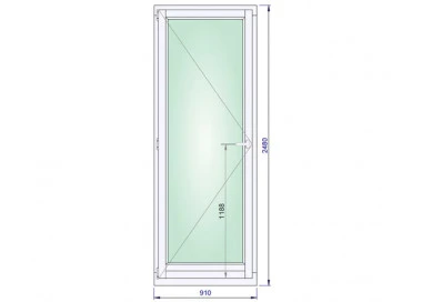 Holz Balkontür 910 x 2460 mm Einfügelig DREH