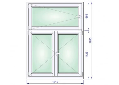 Holzfenster 1310 x 1780 mm Flügelfenster Meranti