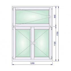 Holzfenster 1290 x 1750 mm Flügelfenster Meranti