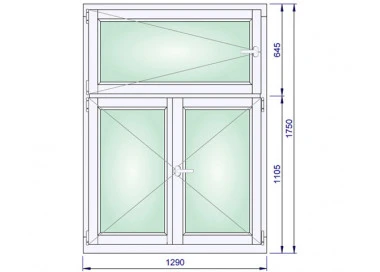 Holzfenster 1290 x 1750 mm Flügelfenster Meranti