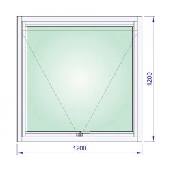 Holzfenster 1200 x 1200 mm SKANDINAVISCH Fenster nach außen kippen