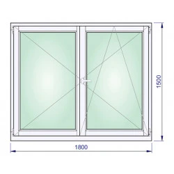 Holzfenster 1800 x 1500 mm Doppelflügel DREH | DREH/KIPP