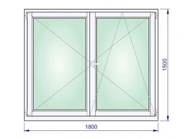 Holzfenster 1800 x 1500 mm Doppelflügel DREH | DREH/KIPP