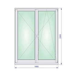 Holz Balkontür 1800 x 2350 mm Doppelflügel Meranti DREH | DREH/KIPP