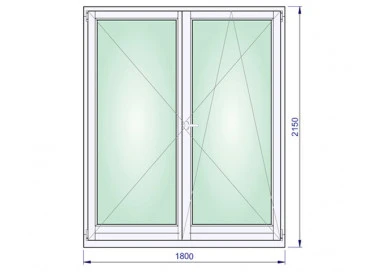 Holz Balkontür 1800 x 2350 mm Doppelflügel Massiv Kiefer DREH | DREH/KIPP