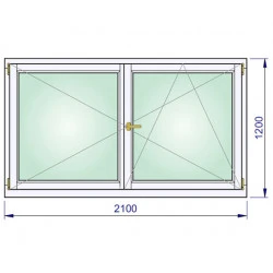 Holzfenster 2100 x 1200 mm Massiv Kiefer DREH | DREH/KIPP
