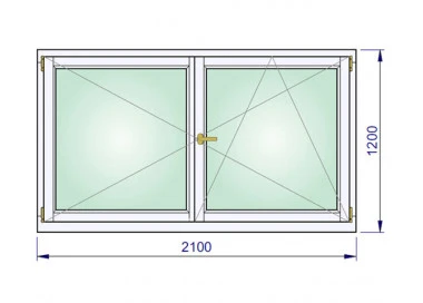 Holzfenster 2100 x 1200 mm Massiv Kiefer DREH | DREH/KIPP