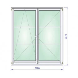 Holz Balkontür 2120 x 2370 mm Doppelflügel Kiefer Calcink DREH/KIPP | DREH