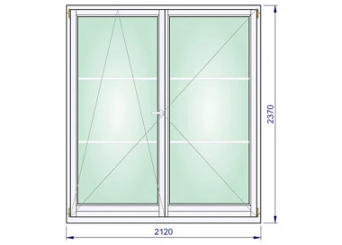 Holz Balkontür 2120 x 2370 mm Doppelflügel Kiefer Calcink DREH/KIPP | DREH