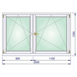 Holzfenster 2000 x 1250 mm Massiv Kiefer DREH/KIPP