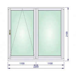Holz fenster 2200 x 2100 mm Kippen Massiv Kiefer