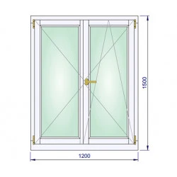 Holz Fenster Zwei flügelige 1200 x 1500 mm Massiv Kiefer DREH |DREH/KIPP