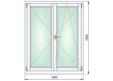 Holz Fenster Zwei flügelige 1200 x 1500 mm Massiv Kiefer DREH |DREH/KIPP