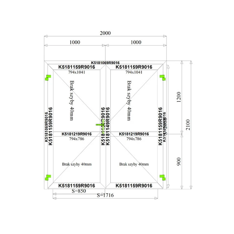 Aluminium Tür 2000 x 2100 mm profil MB70