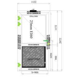 Aluminium Tür 1122 x 2072 mm Brandschutz Feuerschutz Profil MB78ei EI60 2