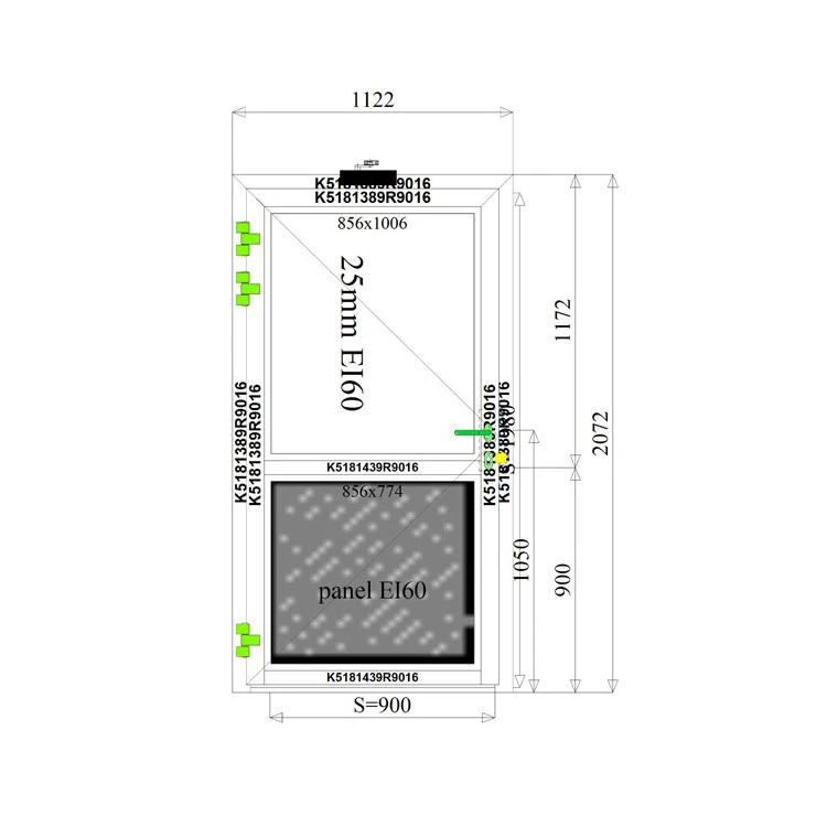 Aluminium Tür 1122 x 2072 mm Brandschutz Feuerschutz Profil MB78ei EI60
