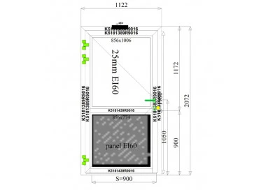 Aluminium Tür 1122 x 2072 mm Brandschutz Feuerschutz Profil MB78ei EI60