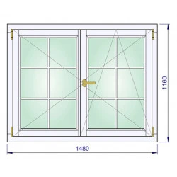 Holz Sprossenfenster 1480 x 1160 mm Kiefer Calcink DREH | DREH/KIPP