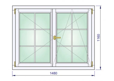 Holz Sprossenfenster 1480 x 1160 mm Kiefer Calcink DREH | DREH/KIPP