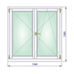 Holzfenster 1340 x 1360 mm Massiv Kiefer DREH | DREH/KIPP