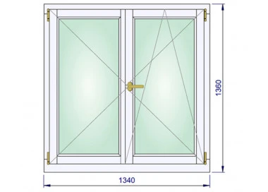 Holzfenster 1340 x 1360 mm Massiv Kiefer DREH | DREH/KIPP