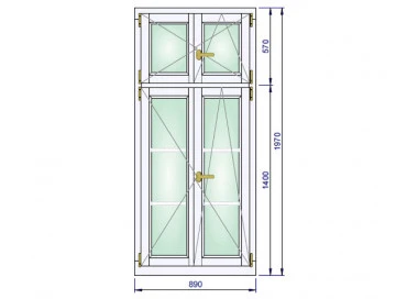 Holzfenster 890 x 1970 mm Massiv Kiefer DREH | DREH/KIPP