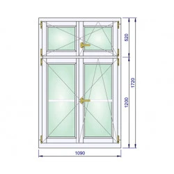 Holzfenster 1090 x 1720 mm Massiv Kiefer DREH | DREH/KIPP