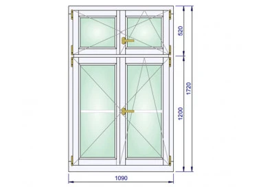 Holzfenster 1090 x 1720 mm Massiv Kiefer DREH | DREH/KIPP
