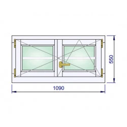 Holzfenster 1090 x 550 mm Massiv Kiefer DREH | DREH/KIPP