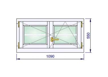 Holzfenster 1090 x 550 mm Massiv Kiefer DREH | DREH/KIPP