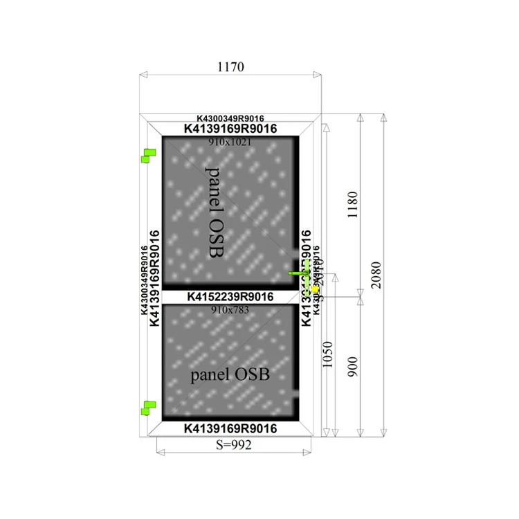 Aluminium Tür 1170 x 2080 mm MB45