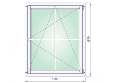 Holzfenster Sprossen 1290 x 1570 mm Kiefer Calcink DREH/KIPP