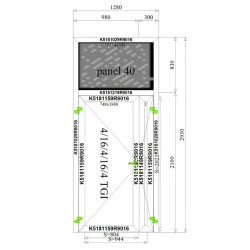 Aluminium Tür 1280 x 2930 mm MB70 2