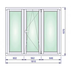 Holzfenster 1810 x 1570 mm Kiefer Calcink FIX | DREH/KIPP | FIX
