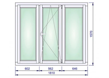 Holzfenster 1810 x 1570 mm Kiefer Calcink FIX | DREH/KIPP | FIX