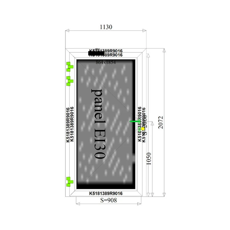 Brandschutztür Aluminium Tür 1130 x 2072 mm Profil MB78ei