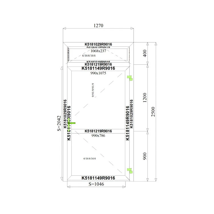 Aluminium Tür 1270 x 2500 mm mit Oberlicht Aluprof MB70