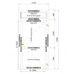 Aluminium Tür 1270 x 2500 mm mit Oberlicht Milch glas MB70 2