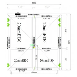 Aluminium Tür 2250 x 2350 mm EI30 Feuerschutz Brandschutz MB78ei 2