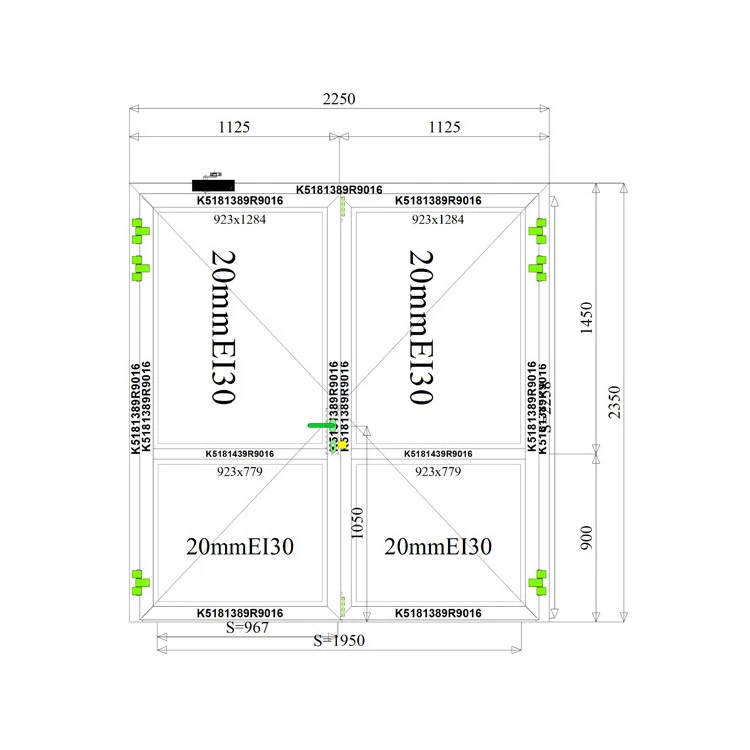 Aluminium Tür 2250 x 2350 mm EI30 Feuerschutz Brandschutz MB78ei