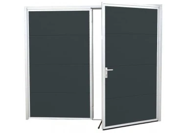 Aluminium Garagentor Zweiflügelig mit Paneel - 220 cm x 212,5 cm
