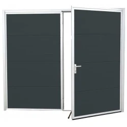 Aluminium Garagentor Zweiflügelig mit Paneel - 220 cm x 225 cm 2