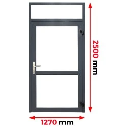 Aluminium Tür 1270 x 2500 mm mit Oberlicht Milch glas MB70