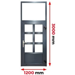 Aluminiumtür mit Oberlicht 1200 x 3000 mm Profil MB70