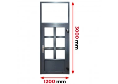 Aluminiumtür mit Oberlicht 1200 x 3000 mm Profil MB70